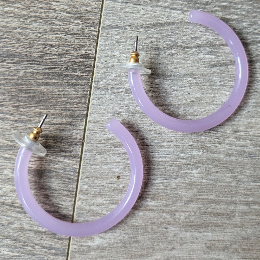 Source Unknown Pastel Purple Hoop Earrings